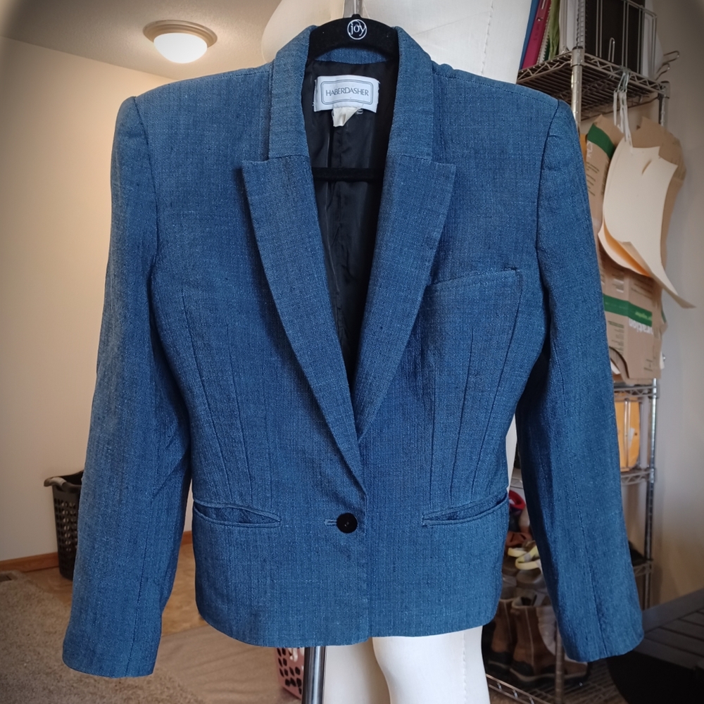RESTORED 1940s Style Linen Blend Blazer (see measurements!)